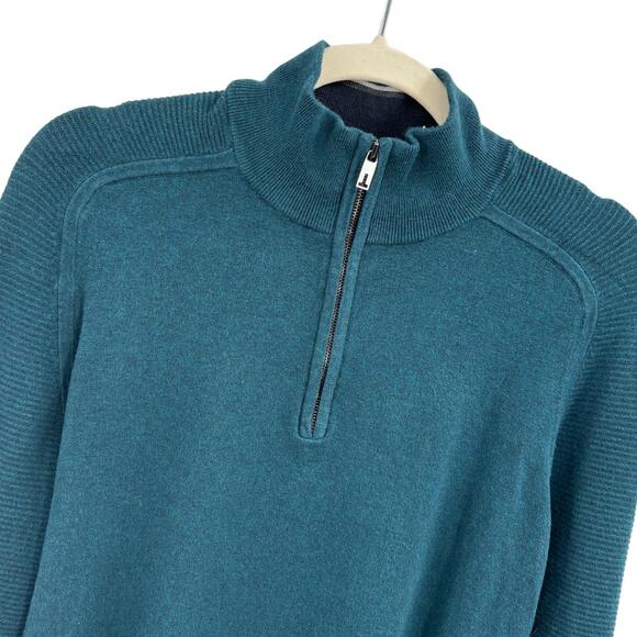 Ted Baker Justrun Teal Link Stitch Funnel Neck Sweater - Picture 6 of 12